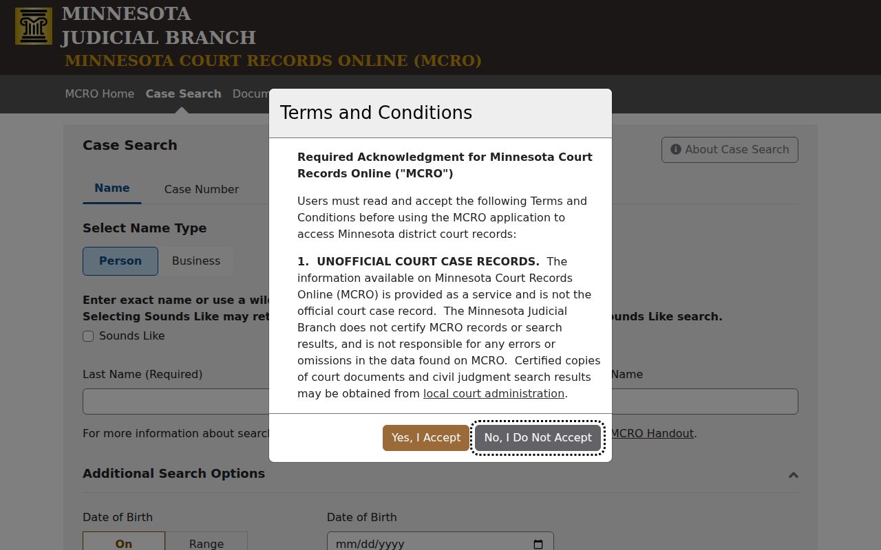 Willmar residents directory MCRO name search controls
