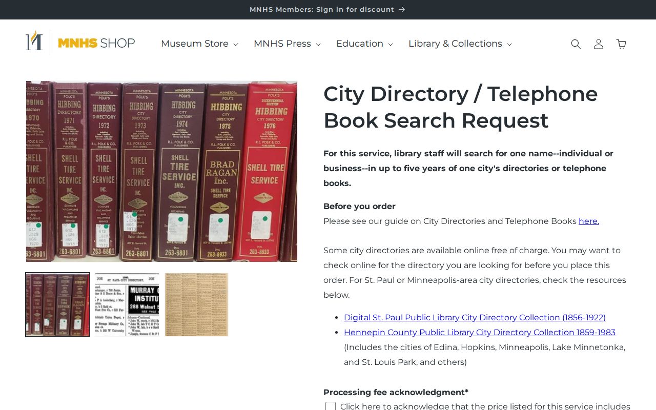 Willmar city directory Minnesota Historical Society request form
