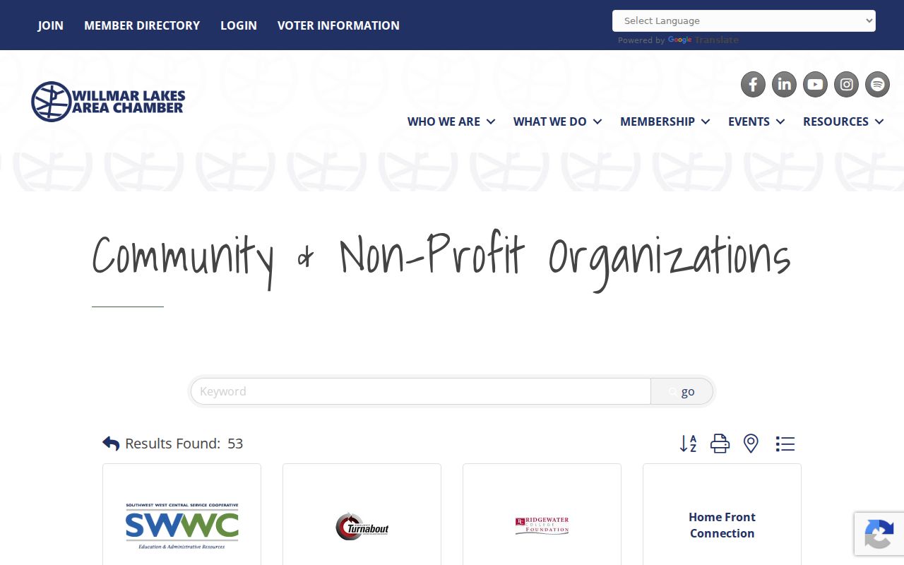 Willmar neighbors civic context in the Chamber organization directory